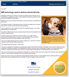Human Services
              MRI technology used to destroy uterine fibroids